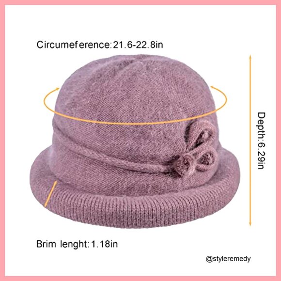 Winter Knit Vintage Bucket Hat 70% Acrylic 30% Cony Hair Cotton main image 7